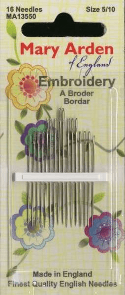 Mary Arden Embroidery Needles Size 5/10 16ct - Nebraska Quilt Company - N11846