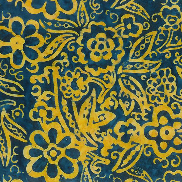 Memory Lane Floral and Leaves Denim - 80921 - 48 - Banyan Batiks - Nebraska Quilt Company - F03248