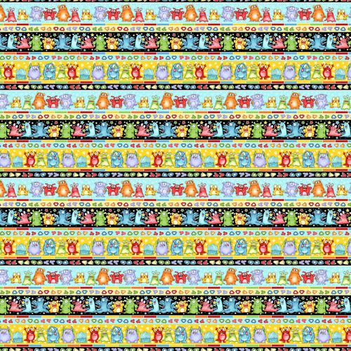 Monster'ocity Border Stripe Glow Multi - MONSTEROCITY Q1235G - 91 - Henry Glass & Co. - Nebraska Quilt Company - F06413