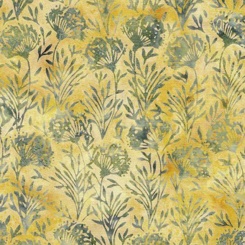Natural Healing Flower with Leaves Yellow Sunny - 112324210 - Island Batik - Nebraska Quilt Company - F04556