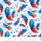 Patriot Feather Toss White - DP25540 - 10 - Northcott Fabrics - Nebraska Quilt Company - F06081