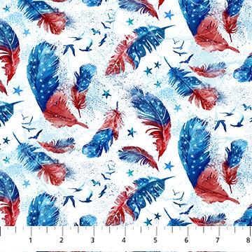 Patriot Feather Toss White - DP25540 - 10 - Northcott Fabrics - Nebraska Quilt Company - F06081