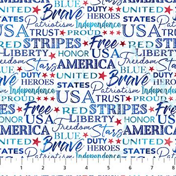 Patriot Patriotic Phrases White - DP25544 - 10 - Northcott Fabrics - Nebraska Quilt Company - Patriot Patriotic Phrases White - DP25544 - 10 - Northcott Fabrics