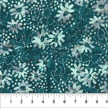 Pearls Batiks Midcentury Daisy Dark Teal - 80994 - 64 - Banyan Batiks - Nebraska Quilt Company - F04995