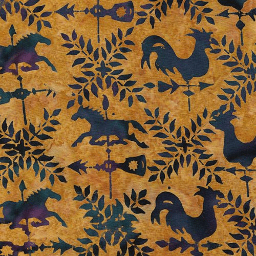 Prairie Dreams Weather Vanes Gold Ochre - 122234267 - Island Batik - Nebraska Quilt Company - F04247