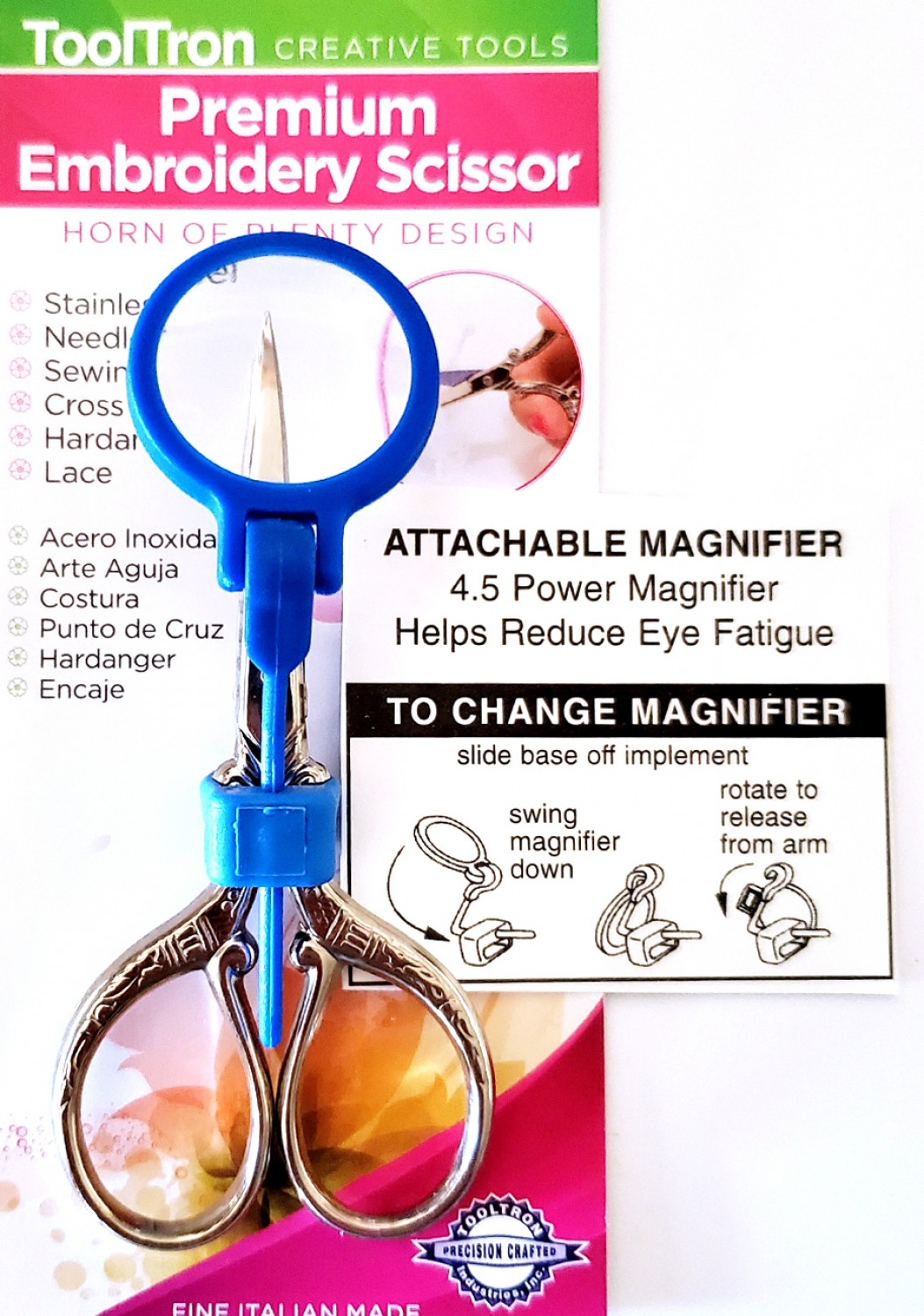 Premium Embroidery Scissors with Magnifier - Nebraska Quilt Company - N09516