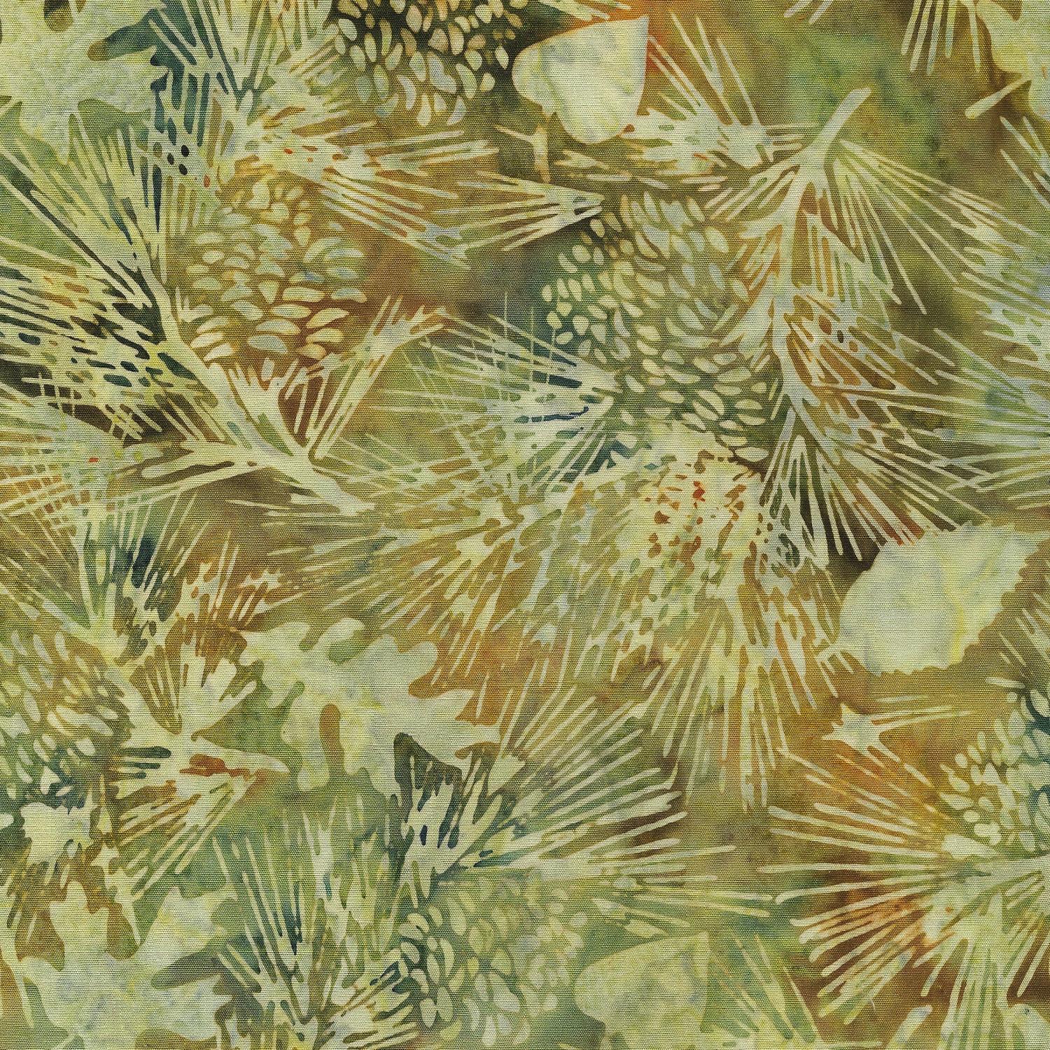 Sandalwood Green Cactus Pine Leaves Cone - 122219660 - Island Batik - Nebraska Quilt Company - F06704