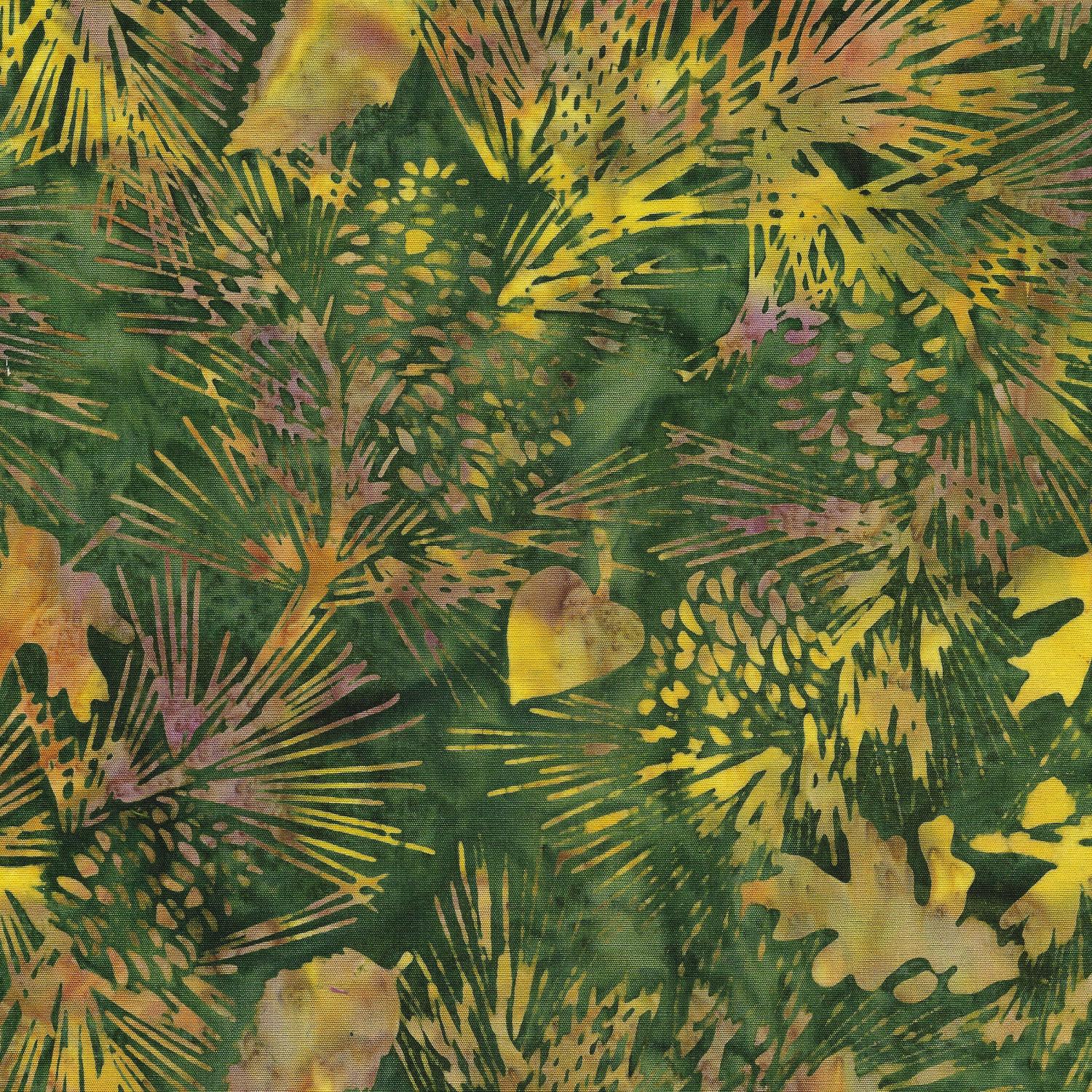 Sandalwood Green Turtle Pine Leaves Cone - 122219675 - Island Batik - Nebraska Quilt Company - F06705