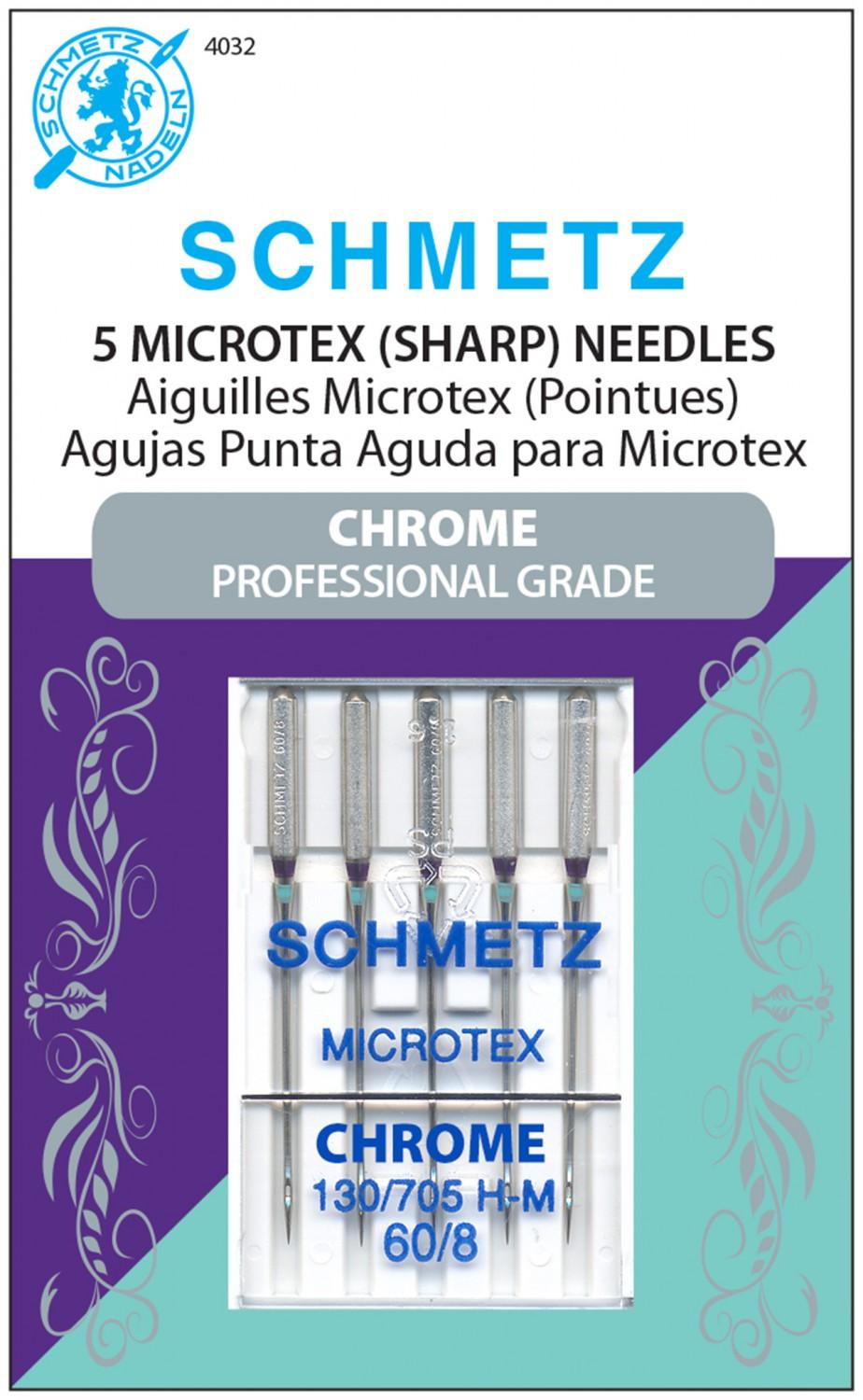 Schmetz Chrome Microtex Needle 5ct Size 60/8 - Nebraska Quilt Company - N01622