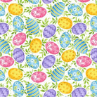 Spring is Hare Tossed Eggs White - SPRINGISHARE - B - 3265 - 01 - Blank Quilting - Nebraska Quilt Company - F04386