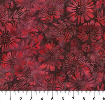 Tuscan Terrace Leaves WithFlowers Burgundy - 80953 - 29 - Banyan Batiks - Nebraska Quilt Company - F05043