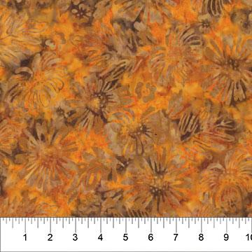 Tuscan Terrace Leaves WithFlowers Burnt Orange - 80953 - 32 - Banyan Batiks - Nebraska Quilt Company - F05044