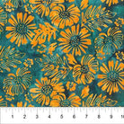Tuscan Terrace Leaves WithFlowers Dark Teal - 80953 - 64 - Banyan Batiks - Nebraska Quilt Company - F05045
