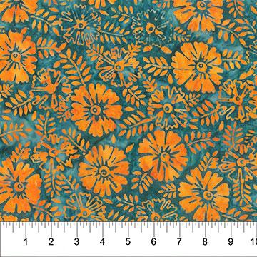 Tuscan Terrace Packed FlowersTeal - 80950 - 63 - Banyan Batiks - Nebraska Quilt Company - F05032