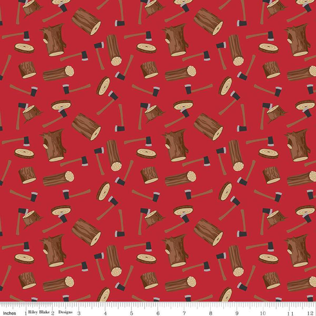 Woodsman Wood Axe Red - C13761 - RED - Riley Blake Designs - Nebraska Quilt Company - F06789